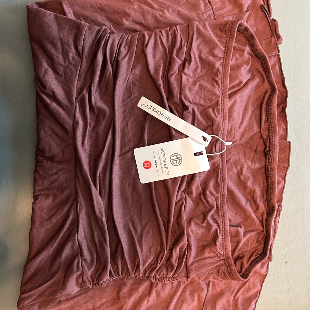 Merokeety Ruched Brown Top